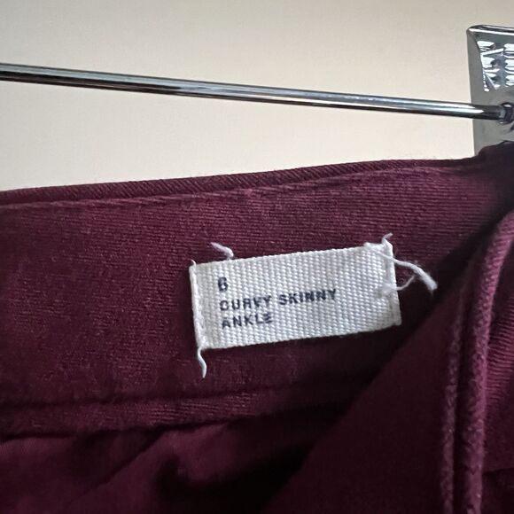 Colorful Work Trousers Maroon Size 6 Signature Curvy Cropped Ankle Stretch - Picture 5 of 6